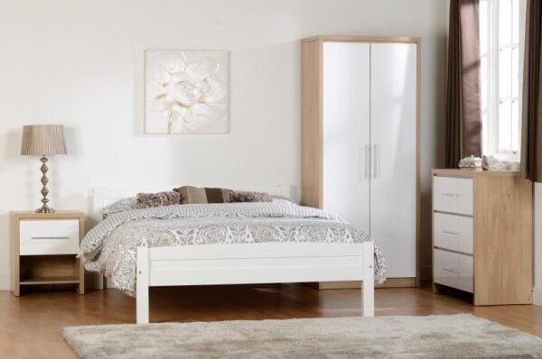 Seville 3 Drawer Chest in White High GlossLight Oak Effect Veneer - Image 9