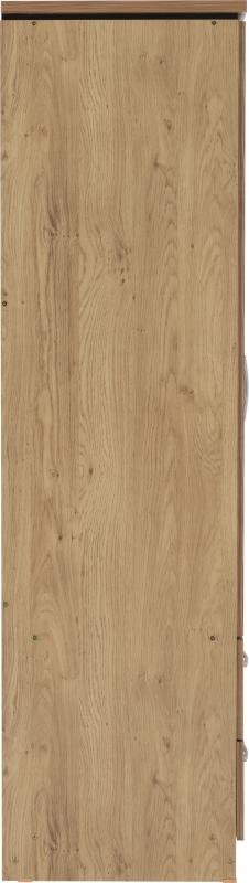 Charles 2 Door 2 Drawer Wardrobe in Oak Effect Veneer with Walnut Trim - Image 2