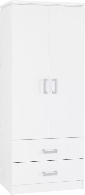 Charles 2 Door 2 Drawer Wardrobe in White