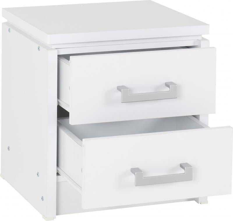 Charles 2 Drawer Bedside Chest in White - Image 2