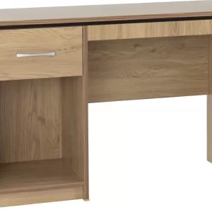 Charles Computer Desk in Oak Effect Veneer with Walnut Trim