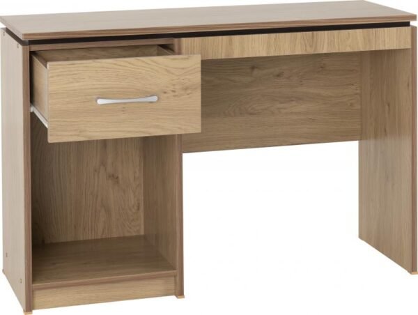 Charles Computer Desk in Oak Effect Veneer with Walnut Trim - Image 2