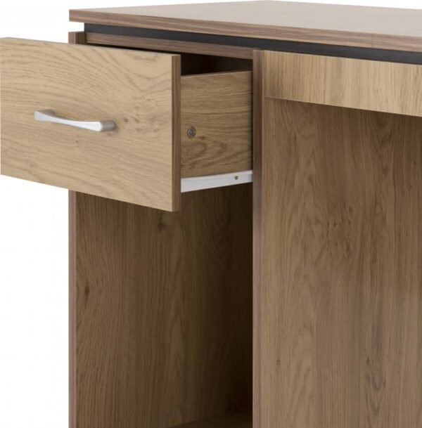 Charles Computer Desk in Oak Effect Veneer with Walnut Trim - Image 3