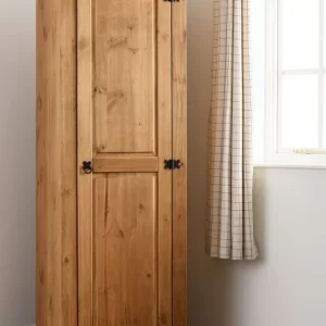 Corona 1 Door Wardrobe in Distressed Waxed Pine