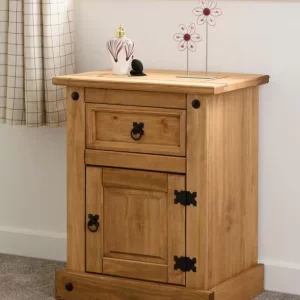 Corona 1 Drawer 1 Door Bedside Cabinet in Distressed Waxed