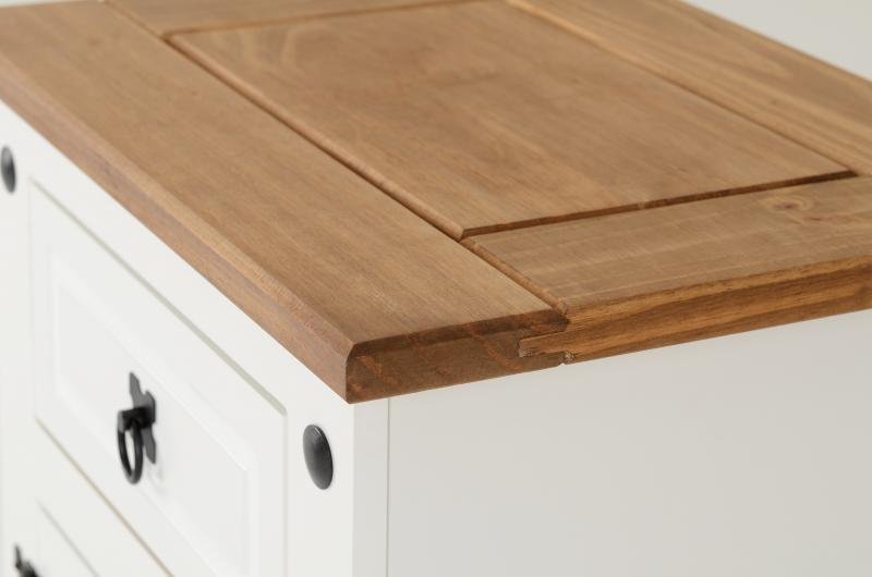 Corona 1 Drawer 1 Door Bedside in WhiteDistressed Waxed Pine - Image 9