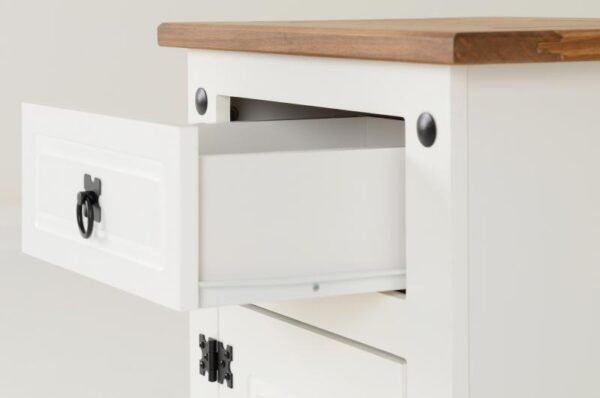 Corona 1 Drawer 1 Door Bedside in WhiteDistressed Waxed Pine - Image 8