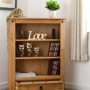 Corona 1 Drawer Bookcase in Distressed Waxed Pine