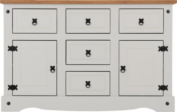 Corona 2 Door 5 Drawer Sideboard in GreyDistressed Waxed Pine - Image 5