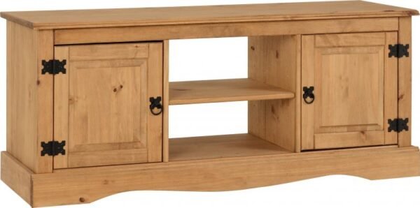 Corona 2 Door 1 Shelf Flat Screen TV Unit in Distressed Waxed Pine - Image 8
