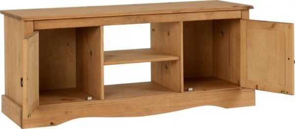 Corona 2 Door 1 Shelf Flat Screen TV Unit in Distressed Waxed Pine - Image 7