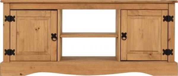 Corona 2 Door 1 Shelf Flat Screen TV Unit in Distressed Waxed Pine - Image 6