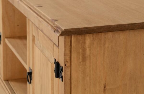 Corona 2 Door 1 Shelf Flat Screen TV Unit in Distressed Waxed Pine - Image 2