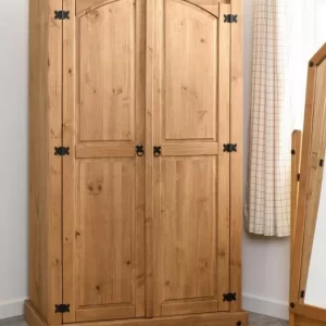 Corona 2 Door Wardrobe in Distressed Waxed Pine