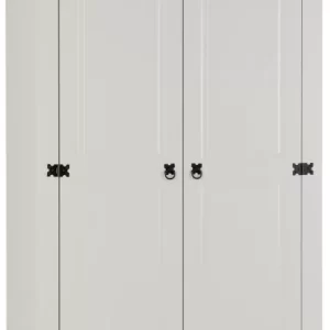 Corona 2 Door Wardrobe in GreyDistressed Waxed Pine
