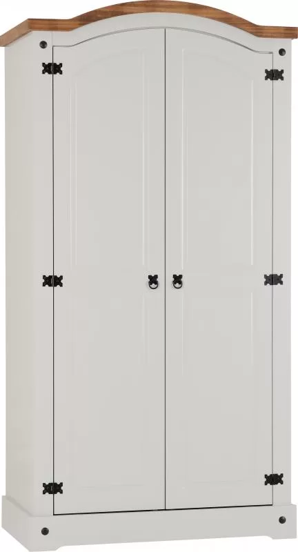 Corona 2 Door Wardrobe in GreyDistressed Waxed Pine