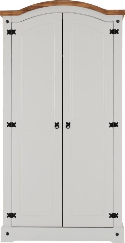 Corona 2 Door Wardrobe in GreyDistressed Waxed Pine - Image 2