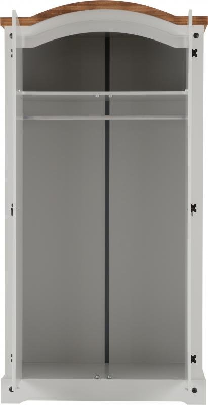 Corona 2 Door Wardrobe in GreyDistressed Waxed Pine - Image 7