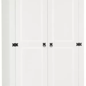 Corona 2 Door Wardrobe in WhiteDistressed Waxed Pine
