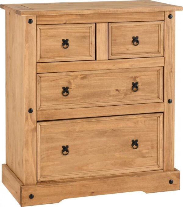 Corona 2+2 Drawer Chest in Distressed Waxed Pine - Image 2
