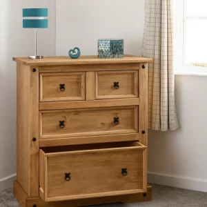 Corona 2+2 Drawer Chest in Distressed Waxed Pine