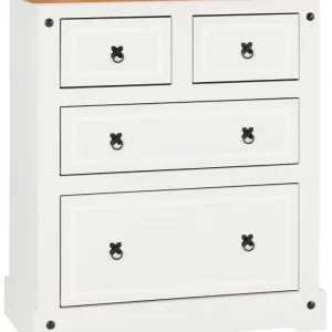 Corona 2+2 Drawer Chest in WhiteDistressed Waxed Pine