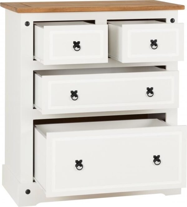 Corona 2+2 Drawer Chest in WhiteDistressed Waxed Pine - Image 8