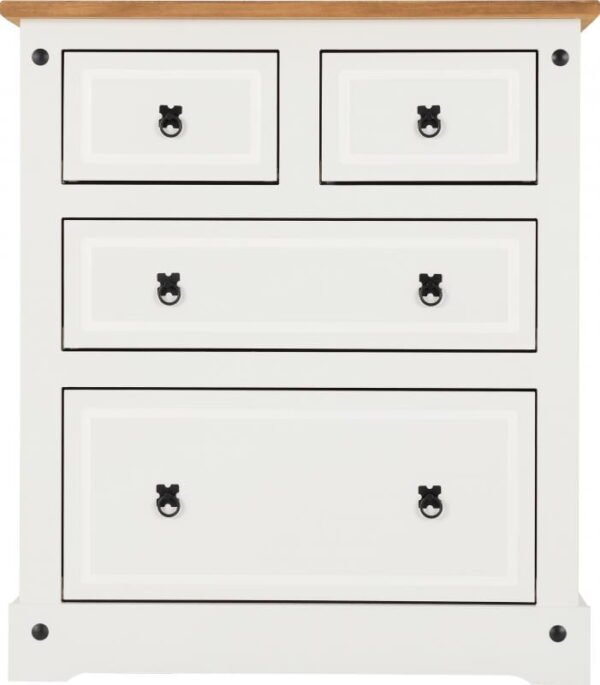 Corona 2+2 Drawer Chest in WhiteDistressed Waxed Pine - Image 7