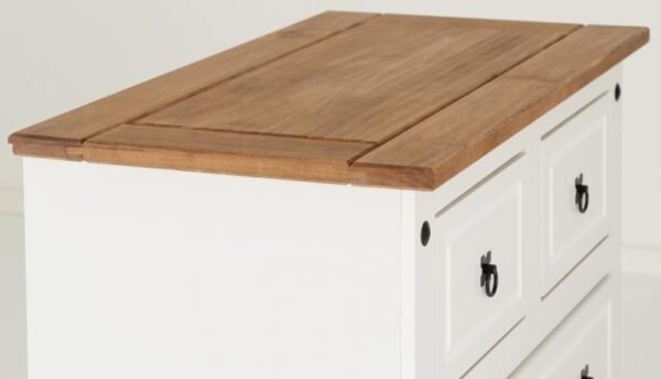 Corona 2+2 Drawer Chest in WhiteDistressed Waxed Pine - Image 2