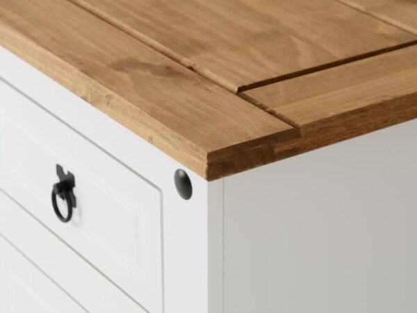 Corona 3 Drawer Bedside in WhiteDistressed Waxed Pine - Image 2