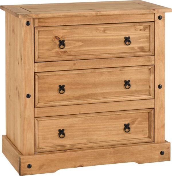 Corona 3 Drawer Chest in Distressed Waxed Pine - Image 2