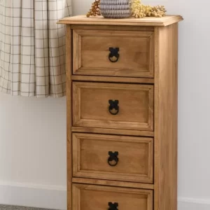 Corona 4 Drawer CD Chest in Distressed Waxed Pine