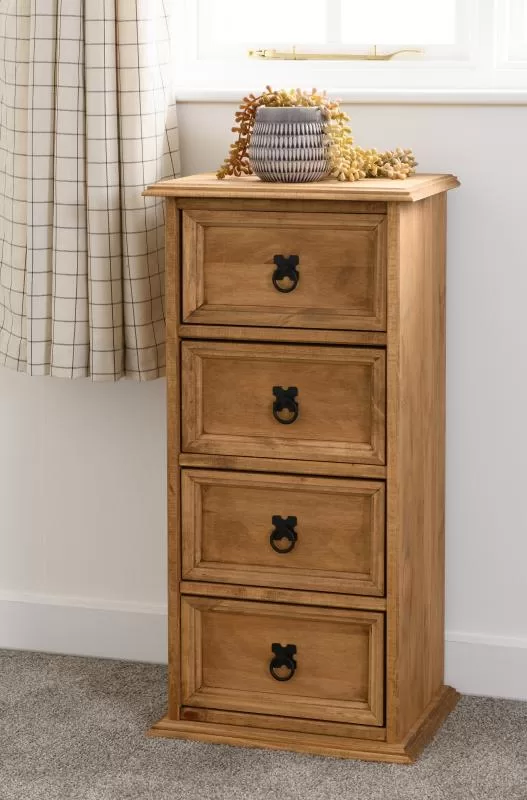 Corona 4 Drawer CD Chest in Distressed Waxed Pine
