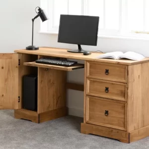 Corona Computer Desk in Distressed Waxed Pine
