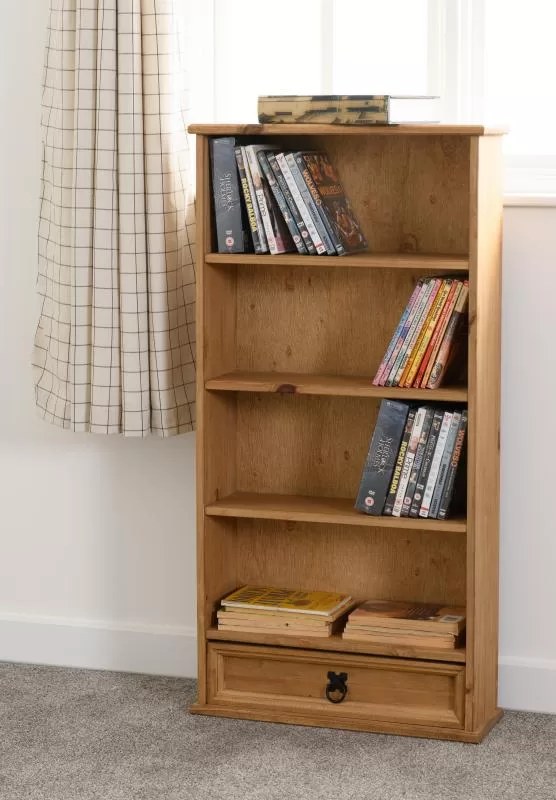 Corona 1 Drawer DVD Rack in Distressed Waxed Pine