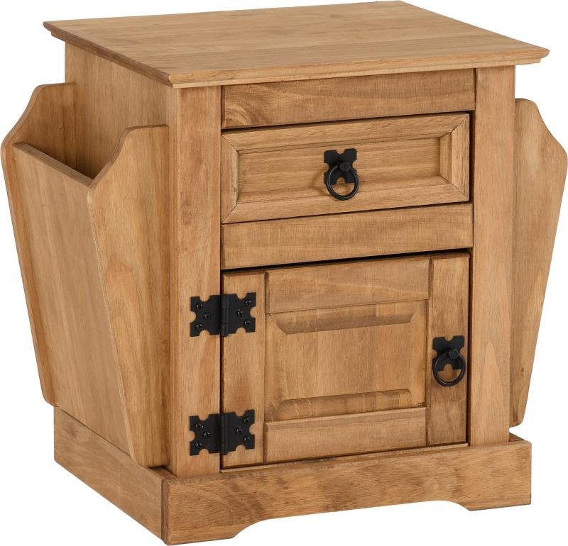 Corona 1 Drawer Magazine Table in Distressed Waxed Pine - Image 2
