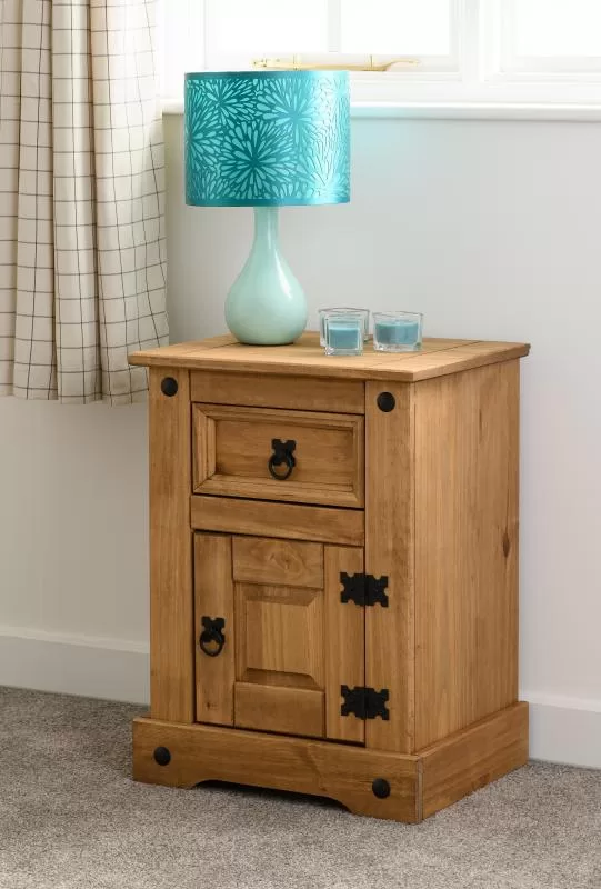 Corona Petite Bedside in Distressed Waxed Pine