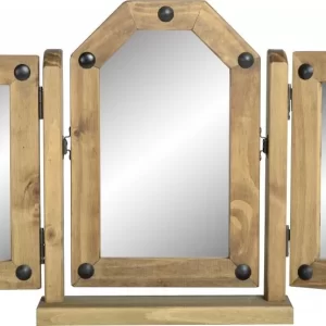Corona Triple Swivel Mirror in Distressed Waxed Pine