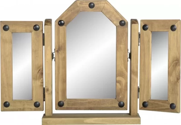 Corona Triple Swivel Mirror in Distressed Waxed Pine