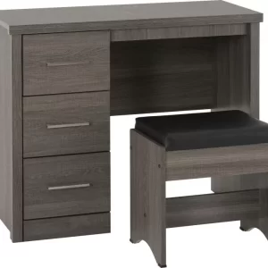 Lisbon 2 Piece Dressing Table Set in Black Wood GrainBlack Faux Leather