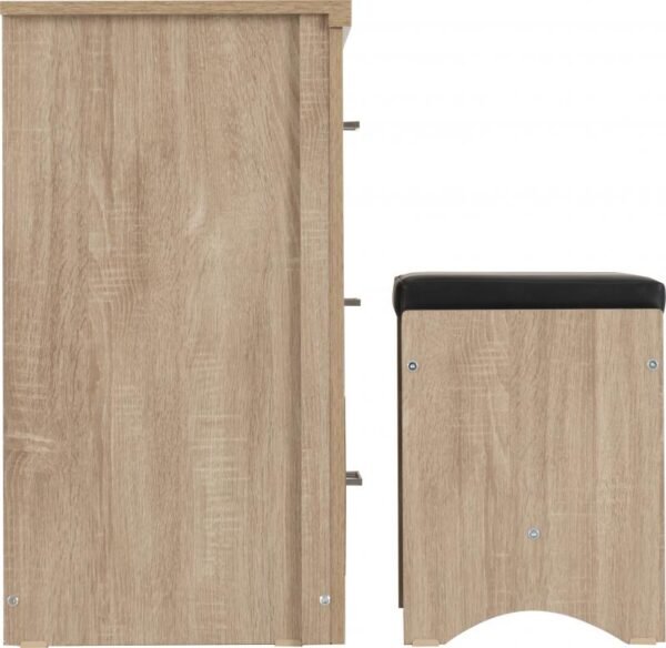 Lisbon 2 Piece Dressing Table Set in Light Oak Effect VeneerBlack Faux Leather - Image 3