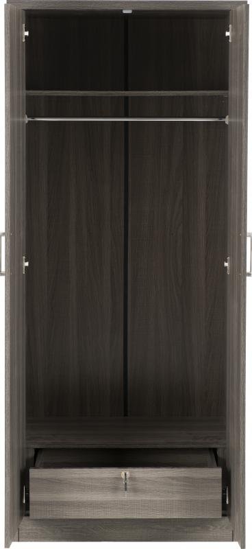 Lisbon 2 Door Wardrobe in Black Wood Grain - Image 4