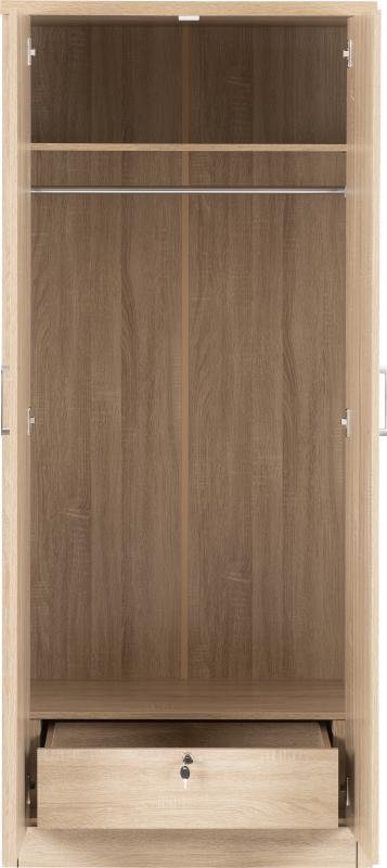 Lisbon 2 Door Wardrobe in Light Oak Effect Veneer - Image 6