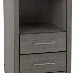 Lisbon 2 Drawer 1 Shelf Bedside Cabinet in Black Wood Grain