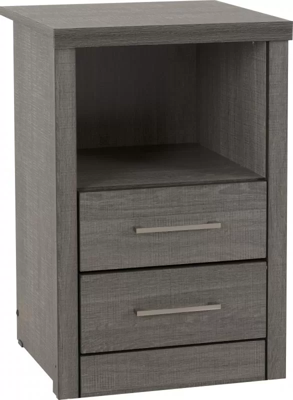 Lisbon 2 Drawer 1 Shelf Bedside Cabinet in Black Wood Grain