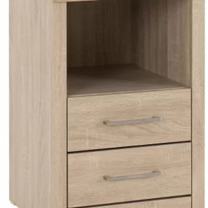 Lisbon 2 Drawer 1 Shelf Bedside Cabinet in Light Oak Effect Veneer