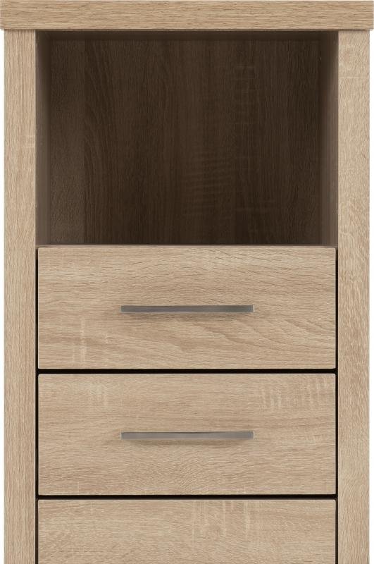 Lisbon 2 Drawer 1 Shelf Bedside Cabinet in Light Oak Effect Veneer - Image 3