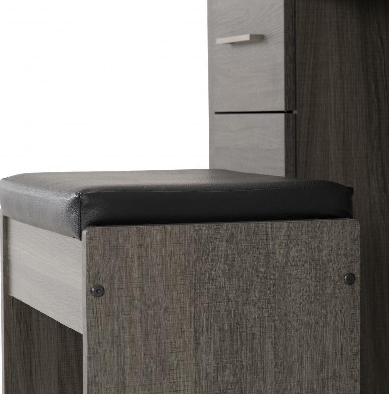 Lisbon 3 Piece Dressing Table Set with Mirror in Light Oak Effect VeneerBlack Faux Leather - Image 2