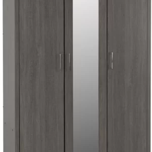 Lisbon 3 Door Wardrobe in Black Wood Grain