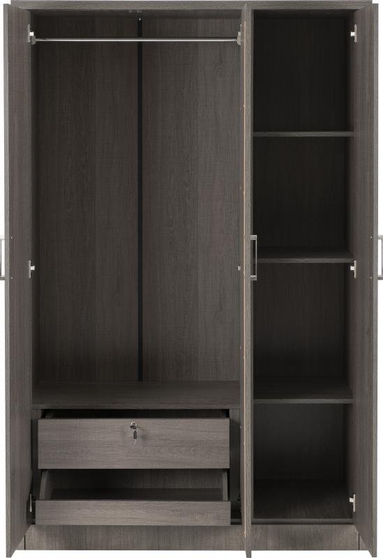 Lisbon 3 Door Wardrobe in Black Wood Grain - Image 2